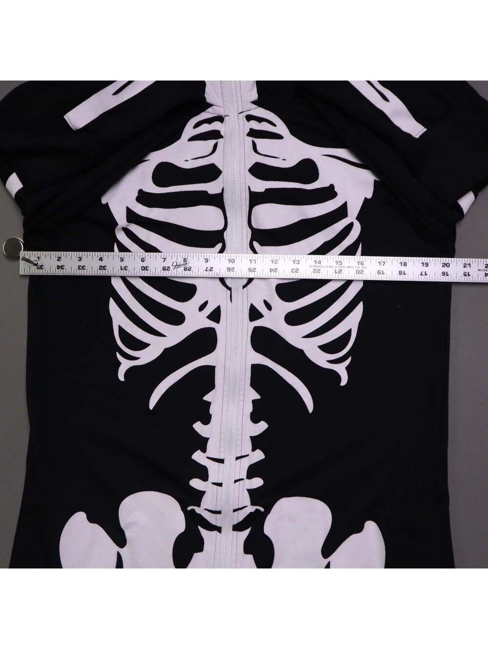 Tipsy Elves Skeleton Jumpsuit Onesie Costume Full Zip Hood Halloween - Picture 4 of 13